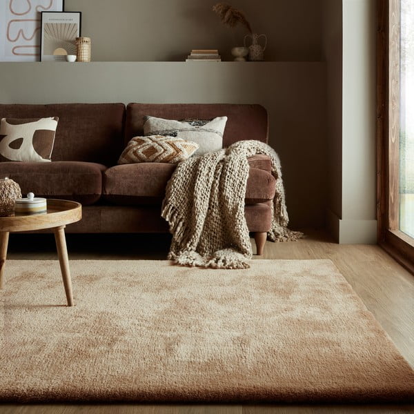 Tappeto in pelliccia sintetica marrone 160x230 cm Faroe Wool Look Fur - Flair Rugs-image-1