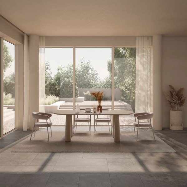 Set di sedie da pranzo beige in imbottito con braccioli 2 pz Yuri – MOME-image-2