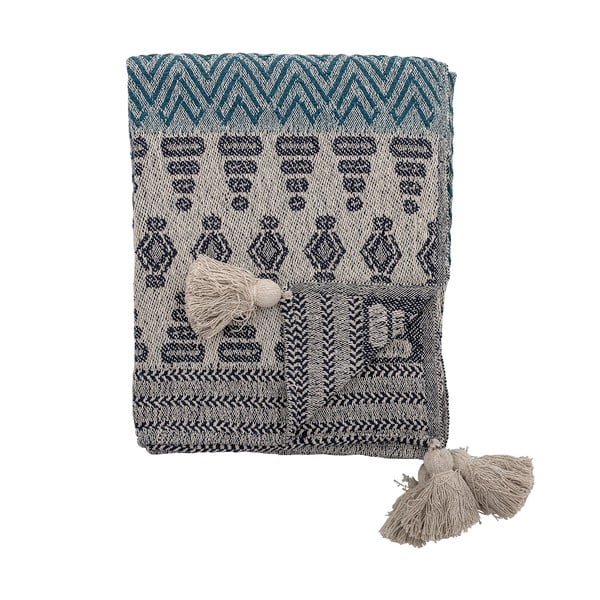 Coperta grigia e blu Ornamenti, 160 x 130 cm Throw - Bloomingville-image-3