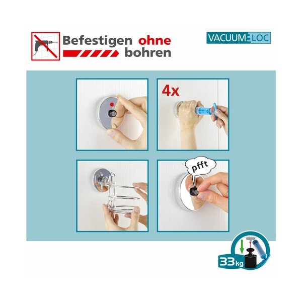 Set di accessori da bagno autoportanti in acciaio inox argentato lucido Quadro - Wenko-image-4