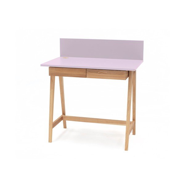 Scrivania rosa con base in legno di frassino, lunghezza 85 cm Luka - Ragaba