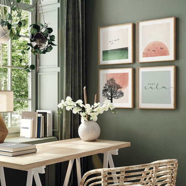 Quadri in set di 4 pezzi 30x30 cm Calm - knor-image-1