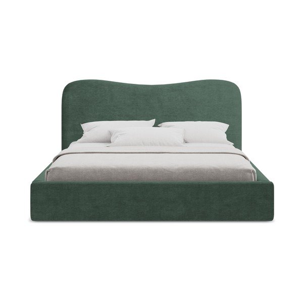 Letto matrimoniale imbottito verde con contenitore con rete inclusa 140x200 cm Kahai – Makamii-image-4