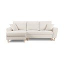 Divano angolare beige allungabile e con contenitore (con penisola a sinistra/con chaise lounge) con rivestimento in bouclé Kyoto – Cosmopolitan Design