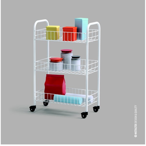 Carrello portaoggetti bianco in metallo 41x63x23 cm Siena – Metaltex-image-3