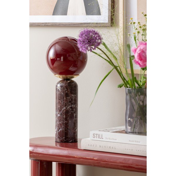 Lampada da tavolo burgundy in marmo (altezza totale 38 cm) Lazio Sphere – Leitmotiv-image-2