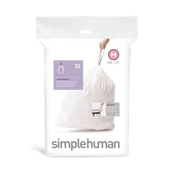 Sacchetti della spazzatura con chiusura 20 pz 45 l M - simplehuman