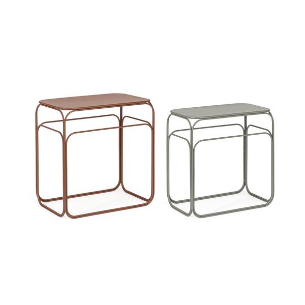Set di tavoli consolle grigi/color terracotta in metallo 2 pz 36x56 cm Clarity – Bizzotto-image-2
