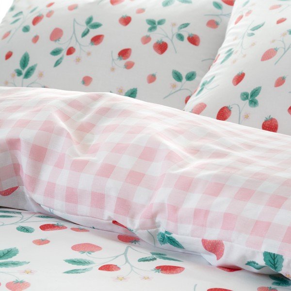 Biancheria da letto singola bianca e rosa 135x200 cm Strawberry Garden - Catherine Lansfield-image-4
