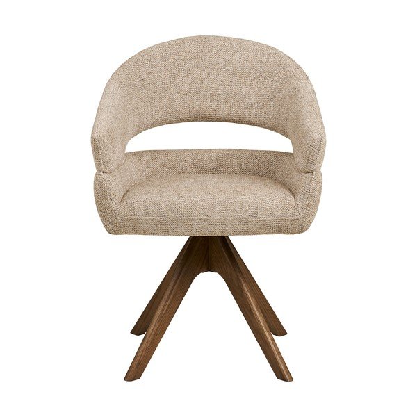 Sedia da pranzo beige in imbottito con braccioli Dover – House Nordic-image-2