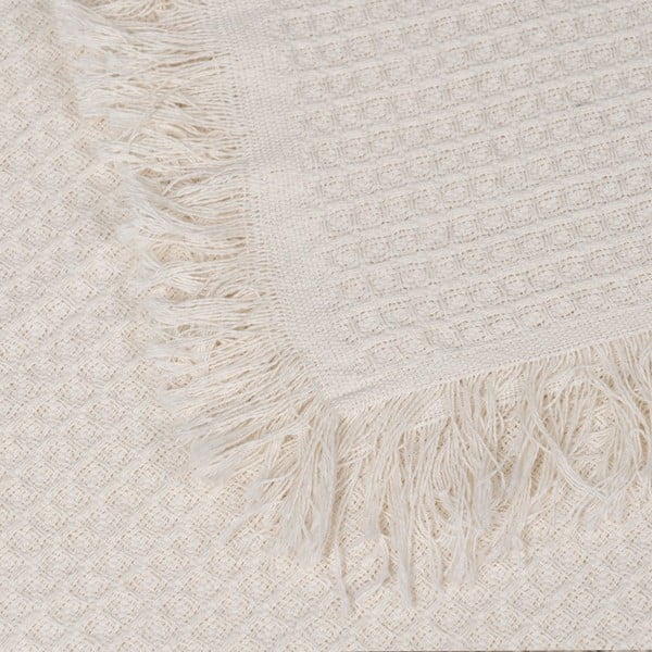 Copriletto crema in cotone riciclato 260x280 cm Honeycomb - Ixia-image-3