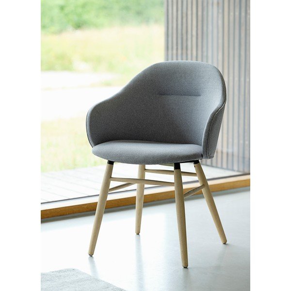 Sedia da pranzo grigia in rovere Teno - Unique Furniture-image-1