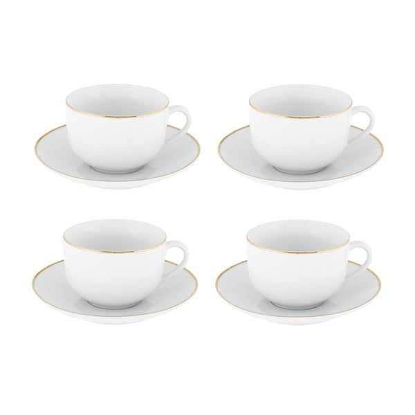 Set di 4 tazze da tè in porcellana bianco 200 ml Gold Chic - Villa Altachiara