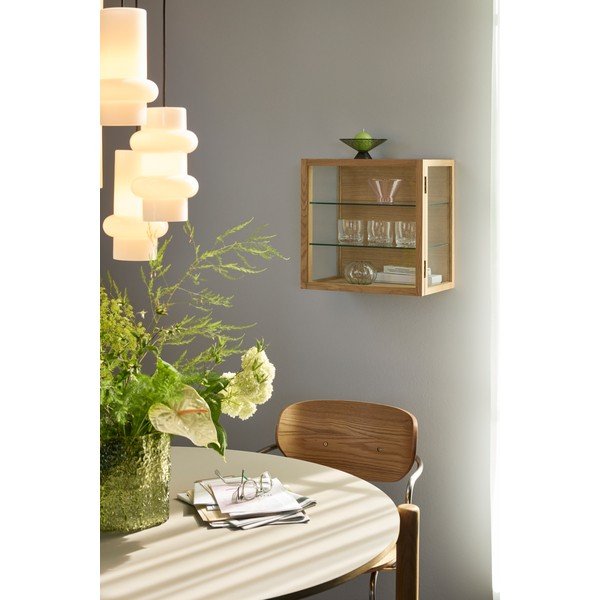 Vetrina di colore naturale con effetto rovere da appendere 40x40x27 cm Poetic – Hübsch-image-1