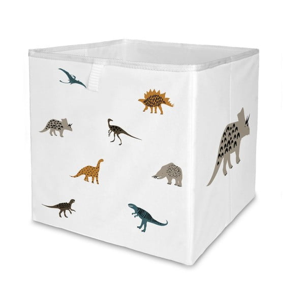Organizzatore di giocattoli per bambini in tessuto bianco 32x32x32 cm Dino Friends - Butter Kings
