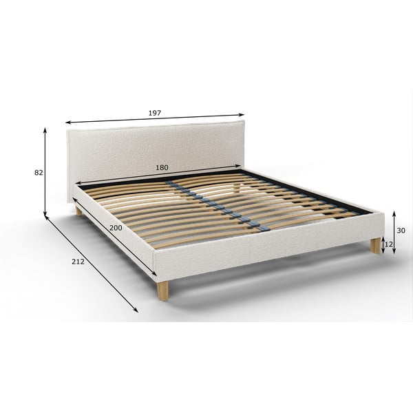 Letto matrimoniale imbottito crema con griglia 180x200 cm Tina - Ropez-image-4