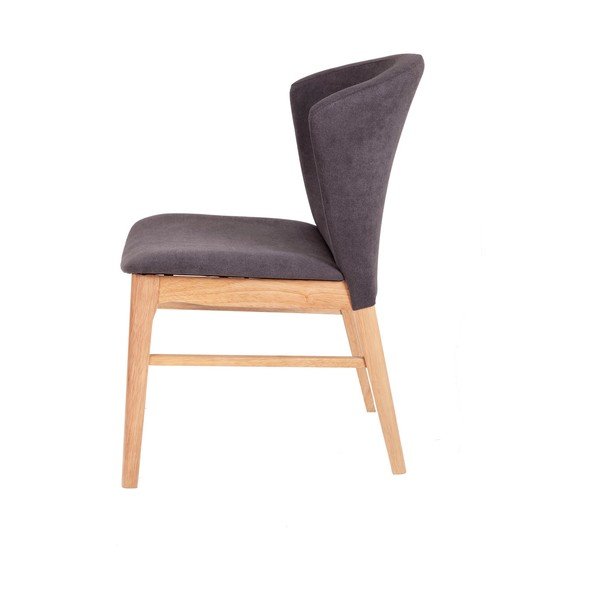 Set di 2 sedie da pranzo grigio scuro con gambe in legno di gomma marrone chiaro Mara - sømcasa-image-1