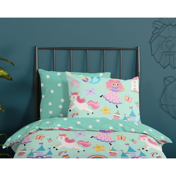 Set copripiumino e federa da bambini color menta in cotone per letto singolo 140x200 cm Fantastic – Good Morning-image-2