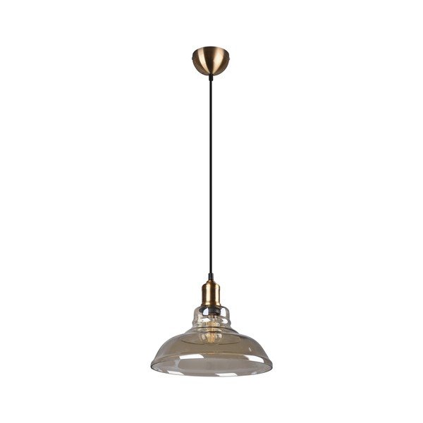 Lampadario color ottone in metallo con paralume in vetro ø 28 cm Aldo – Reality