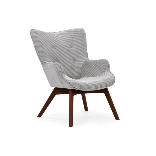 Poltrona grigia con rivestimento in velluto a coste Niko – Ropez