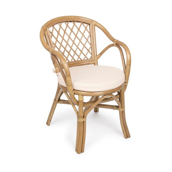 Sedia da esterno di colore naturale in legno massiccio/in rattan Athina – Bizzotto