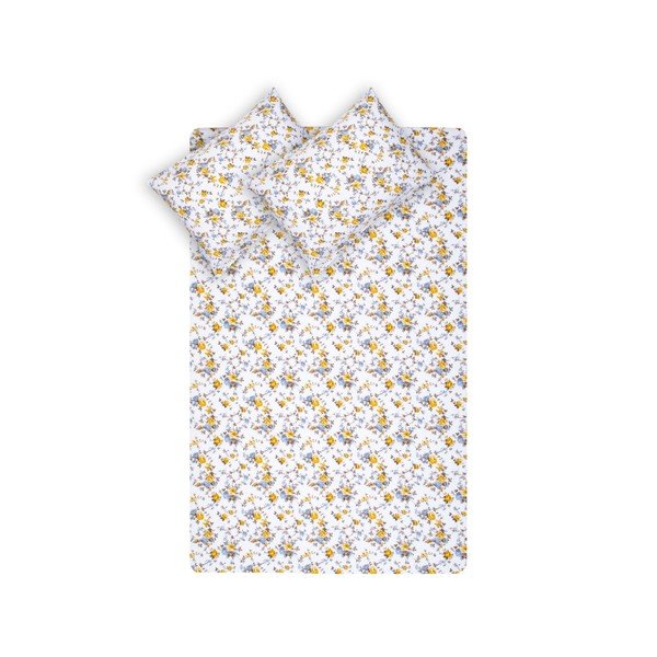 Set světle béžového elastického bavlněného prostěradla a povlaku na polštář Fitted Sheet Kasso, 100 x 200 cm