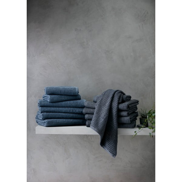 Asciugamano tipo terry grigio scuro in cotone organico 70x140 cm Check – JUNA-image-1