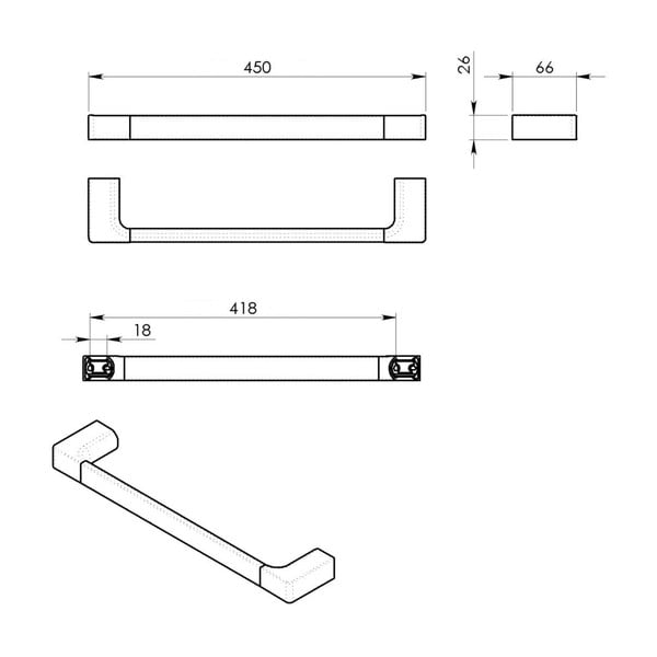 Porta asciugamani a parete in ottone color oro Pirenei - Sapho-image-2