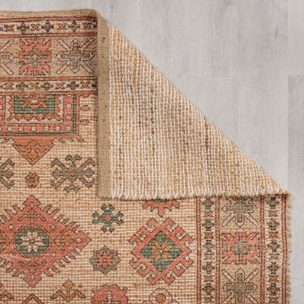 Tappeto rosa e color terracotta in misto iuta tessuto a mano 60x230 cm Lana Jute – Flair Rugs-image-3