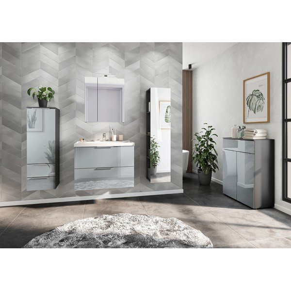 Mobile con lavello grigio lucido da appendere 81x65 cm Vasio – Germania-image-2