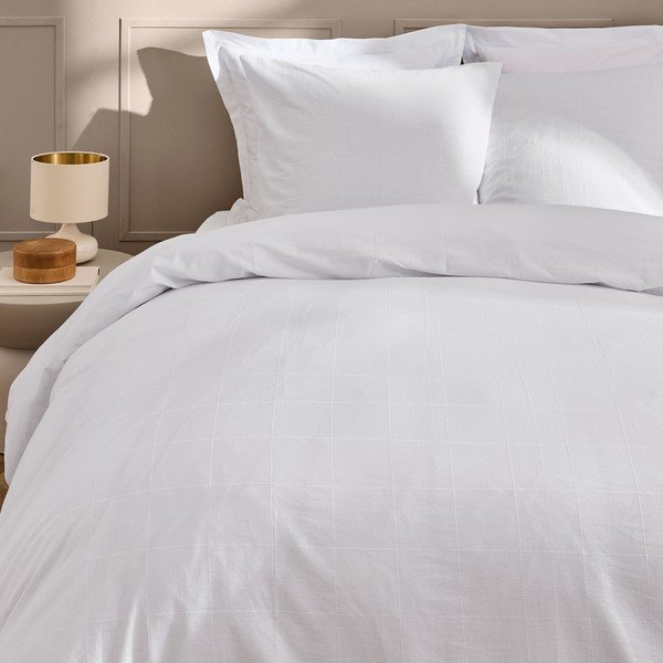 Set copripiumino e federa bianco per letto matrimoniale ed esteso 240x220 cm Linella – douceur d'intérieur-image-2