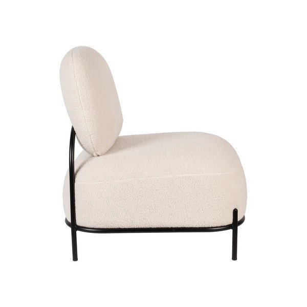Poltrona crema in tessuto bouclé Polly - White Label-image-3