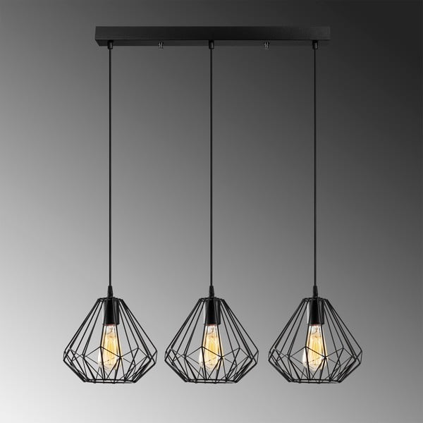 Lampadario nero con paralume in metallo Diamond – Opviq lights-image-3