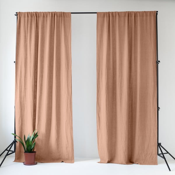 Tenda rosa marrone in lino 140x300 cm Cafe Creme – Linen Tales