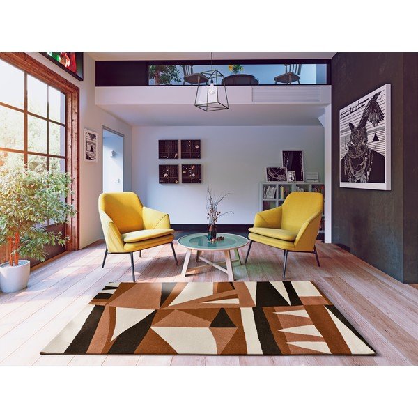 Tappeto arancione e crema 135x190 cm Ashley - Universal-image-1