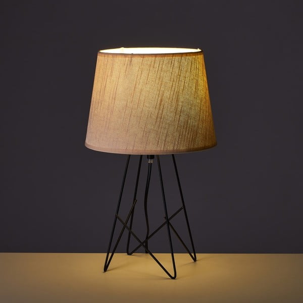 Lampada da tavolo nera e crema con paralume in tessuto (altezza 38,5 cm) - Casa Selección-image-1