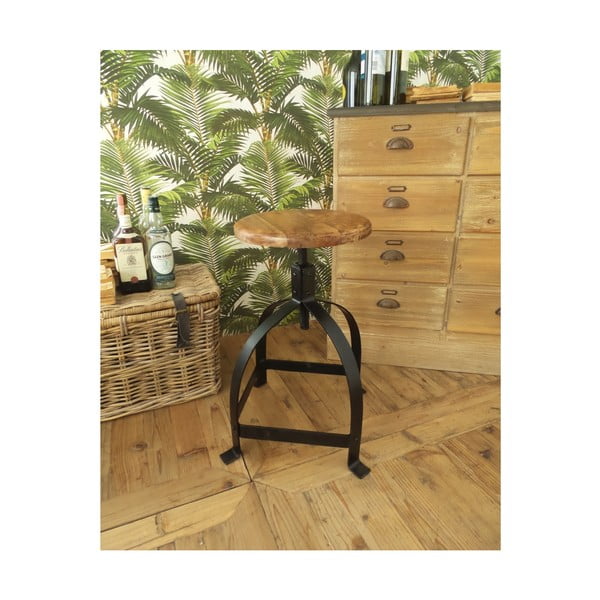 Sgabello con seduta in legno di acacia Industrial - Orchidea Milano