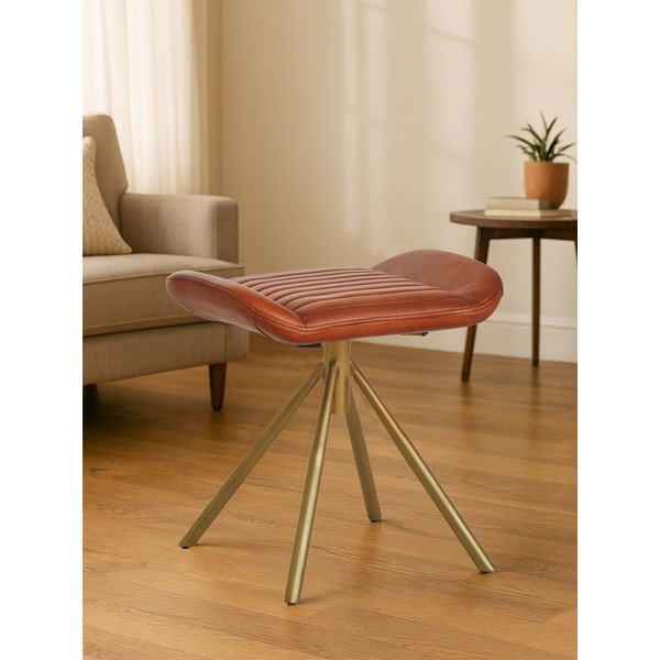 Poggiapiedi marrone con rivestimento in pelle Buffalo – Premier Housewares-image-1