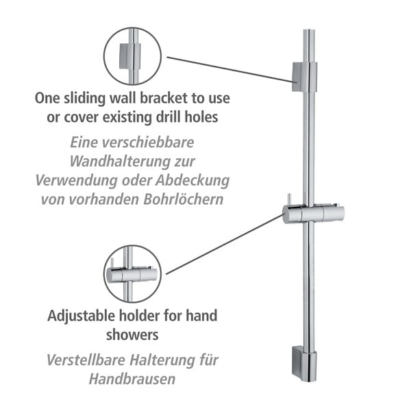 Asta doccia a parete in acciaio inox argento lucido 70 cm Classic - Wenko-image-3