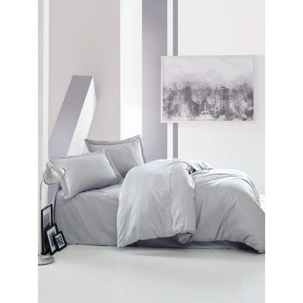 Biancheria da letto in cotone sateen grigio con lenzuolo per letto matrimoniale , 200 x 220 cm Elegant - Mijolnir