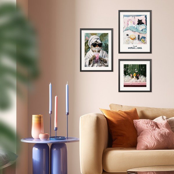 Dipinto stampato con cornice inclusa 30x40 cm Catflix – Styler-image-2