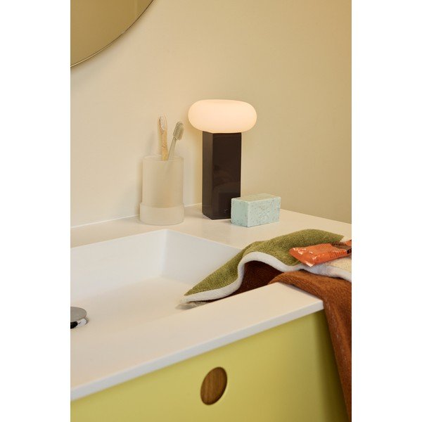 Lampada da tavolo LED marrone in metallo con paralume in vetro con intensità regolabile (altezza totale 20 cm) Low – Hübsch-image-1