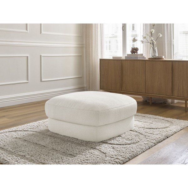 Poggiapiedi bianco con rivestimento in bouclé Leonore – Bobochic Paris-image-1