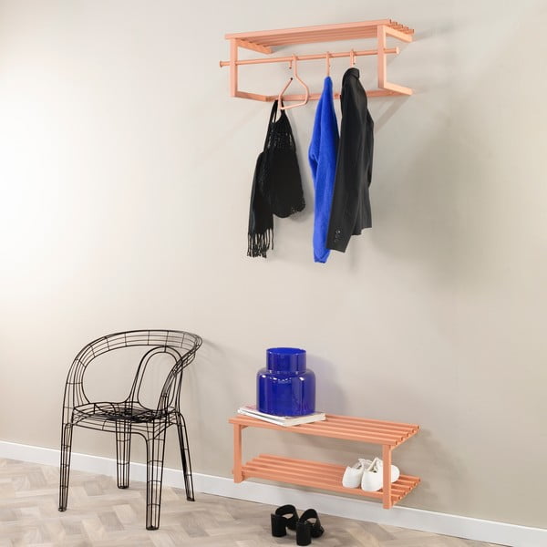 Scarpiera color salmone in metallo da parete 71x26x34 cm Marco – Spinder Design-image-3