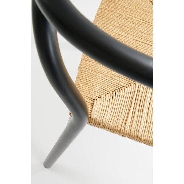Sedia da pranzo nera in rovere massiccio con braccioli Lidingö – Jotex-image-4