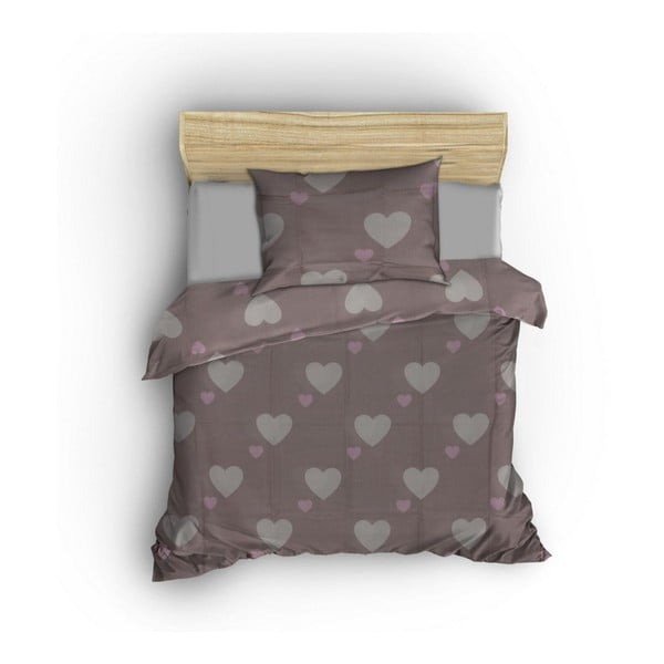 Set copripiumino e federa rosa polveroso per letto singolo 140x200 cm Herz – Mijolnir-image-1