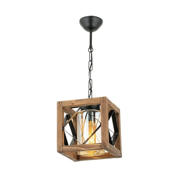 Lampadario marrone con paralume in legno/con paralume in metallo Zikzak Cam – Opviq lights