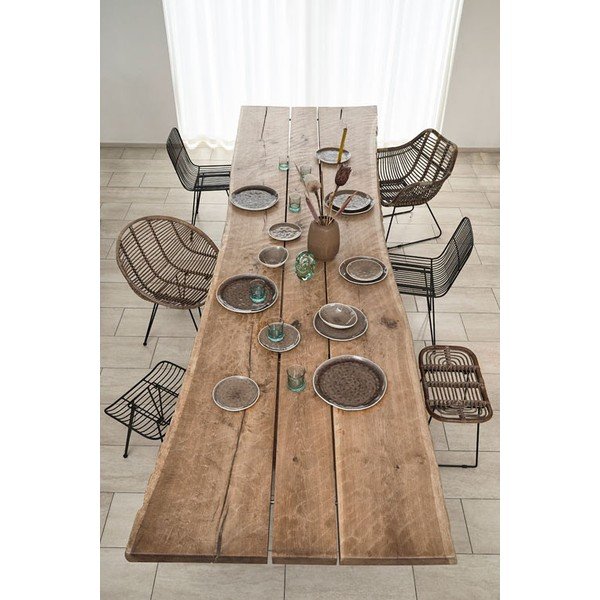 Sgabello in rattan in colore nero-naturale Sokna - Villa Collection-image-1