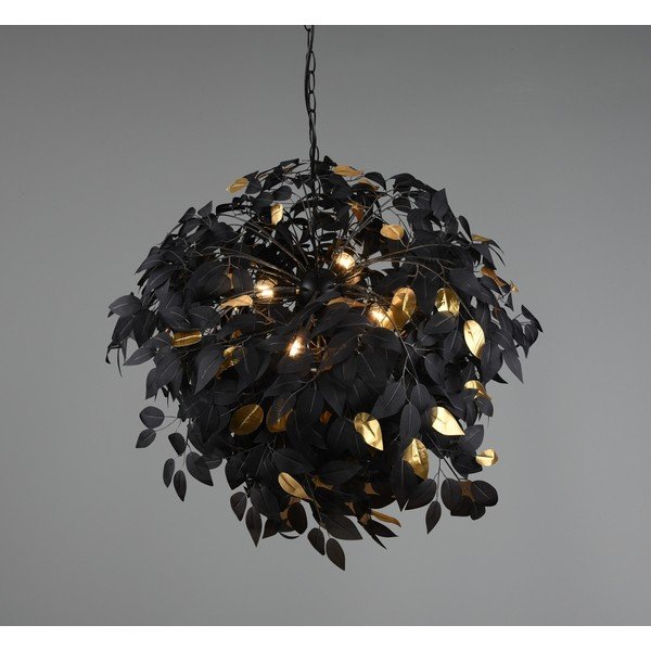 Lampadario nero in metallo con paralume in plastica ø 70 cm Leavy – Reality-image-1