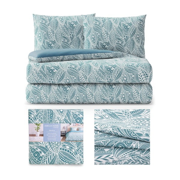 Biancheria da letto verde/blu in cotone per letto matrimoniale 200x200 cm Averi Mexica – Restilo-image-2